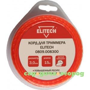 Фото Леска витой квадрат, 3 мм, 12 м elitech 0809.008300