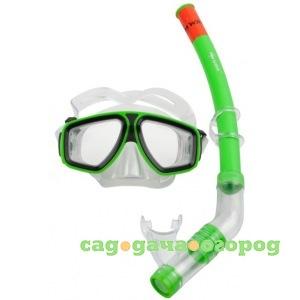 Фото Комплект для плавания: маска + трубка wave черно-зеленый ms-1314s6