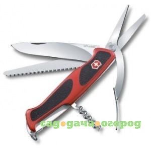 Фото Нож victorinox rangergrip 71 gardener 0.9713.c 130 мм, 7 функций, красный