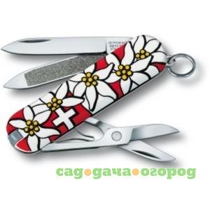 Фото Нож-брелок victorinox classic 0.6203.840 58 мм, 7 функций, edelweiss