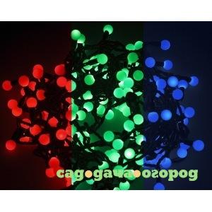 Фото Гирлянда neon-night мультишарики d=18мм, 5м, темно-зеленый пвх, 30led rgb 303-549