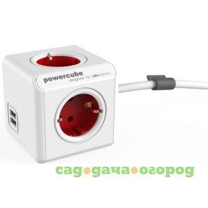 Фото Сетевой удлинитель allocacoc powercube extended usb red 1402rd/deeupc