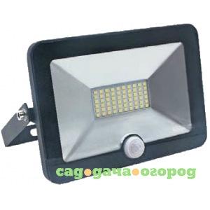 Фото Прожектор с датчиком, черный, led, 20вт, 230в, 6500к ultraflash lfl-2001s c02 12801