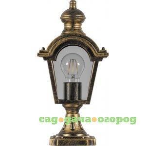 Фото Садово-парковый светильник, четырехгранный на постамент 60w e27 230v, черное золото feron pl4013 11396
