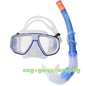 Фото Комплект для плавания: маска + трубка wave серо-синий ms-1313s5