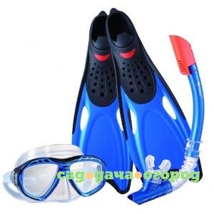 Фото Комплект для плавания: маска + трубка + ласты wave синий, р.40-41 msf-1396s25bf71