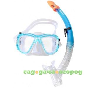 Фото Комплект для плавания: маска + трубка wave голубой, 15-18 лет ms-1311s58
