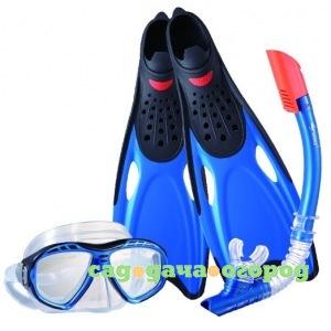 Фото Комплект для плавания: маска + трубка + ласты wave синий, р. 38-39 msf-1396s25bf71_38-39