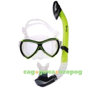 Фото Комплект для плавания: маска + трубка wave черно-зеленый ms-1380s57