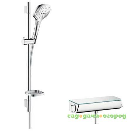 Фото Душевой набор Hansgrohe Raindance Select E 120 27038400 с термостатом белый/хром