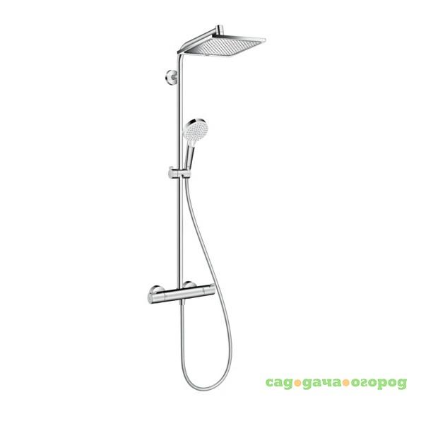 Фото Стойка душевая Hansgrohe Crometta E Showerpipe 1jet EcoSmart 27281000 с термостатом