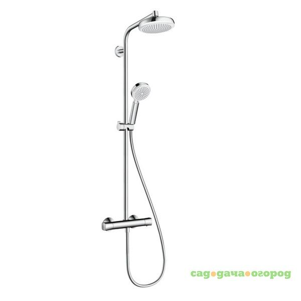 Фото Стойка душевая Hansgrohe Crometta Showerpipe 1jet EcoSmart 27265400 с термостатом