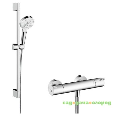 Фото Душевой набор Hansgrohe Crometta Vario 27812400 с термостатом белый/хром