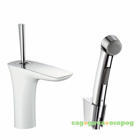 Фото Смеситель для биде Hansgrohe PuraVida 15275400 белый/хром c гигиеническим душем