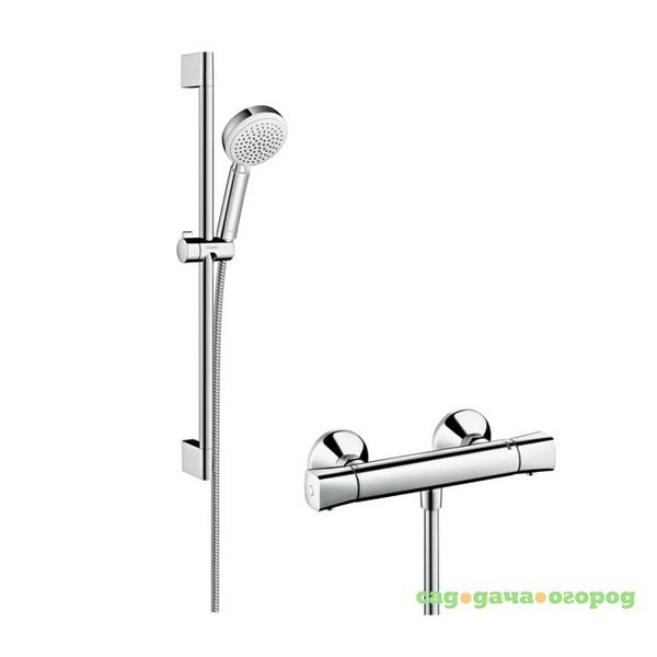 Фото Душевой набор Hansgrohe Crometta 100 Vario Combi 27030400 с термостатом белый/хром