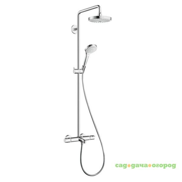 Фото Стойка душевая Hansgrohe Croma Select S Showerpipe 2jet 27351400 с термостатом белый/хром