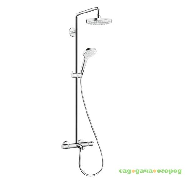 Фото Стойка душевая Hansgrohe Croma Select E Showerpipe 2jet 27352400 с термостатом белый/хром