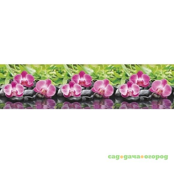 Фото Фартук кухонный Требити Розовые орхидеи пластиковый 3000х600х1,5 мм