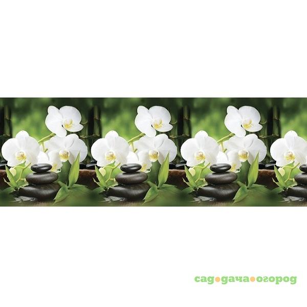 Фото Фартук кухонный Требити Белые орхидеи пластиковый 2000х600х1,5 мм