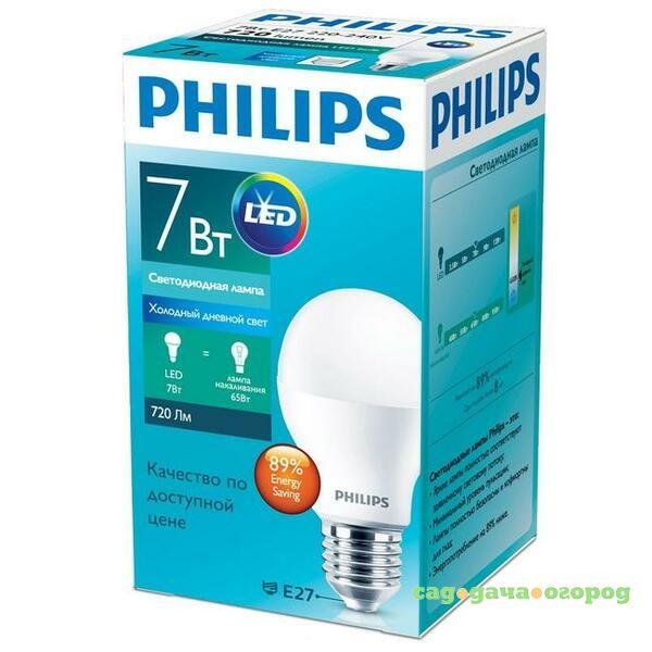 Фото Лампа светодиодная Philips 929001378787 ESS LEDBulb 7Вт-75Вт E27 6500К 230В A60 RCA