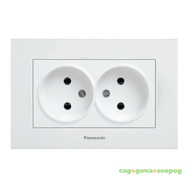 Фото Розетка Panasonic Karre Plus WKTT02042WH-RES двухместная без заземления белая