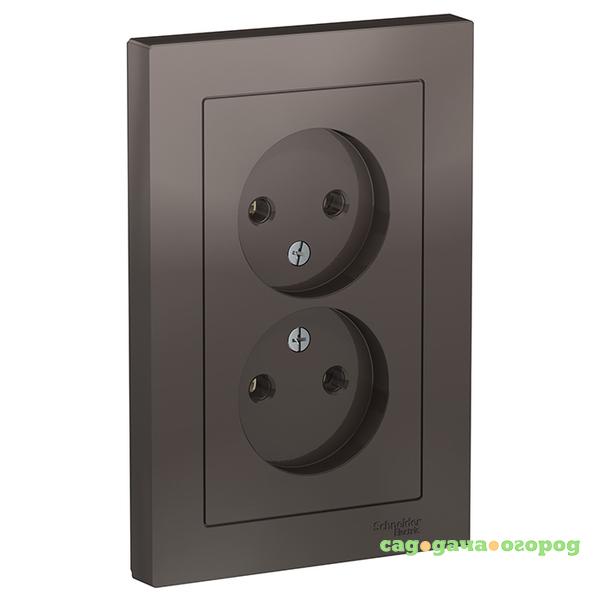 Фото Розетка Schneider Electric AtlasDesign ATN000620 двухместная без заземления мокко