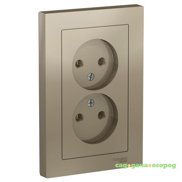 Фото Розетка Schneider Electric AtlasDesign ATN000520 двухместная без заземления шампань