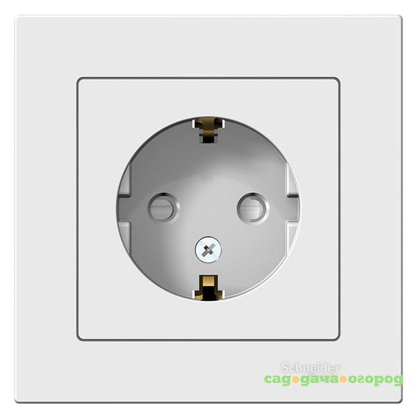 Фото Розетка Schneider Electric AtlasDesign ATN000144 одноместная с заземлением и защитными шторками белая