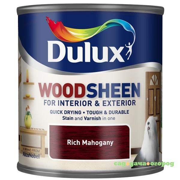 Фото Лак-морилка на водной основе Dulux Woodsheen по дереву полуматовый богатый махагон 0,25 л