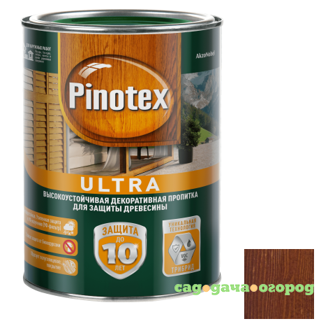 Фото Пропитка для древесины Pinotex Ultra Красное дерево 1 л