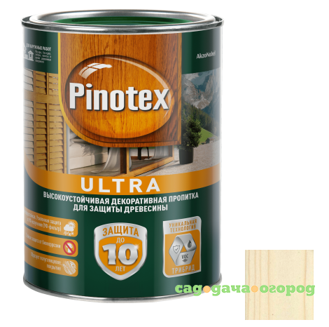 Фото Пропитка для древесины Pinotex Ultra белая 1 л