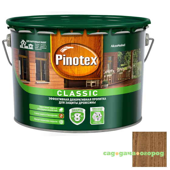 Фото Пропитка для древесины Pinotex Classic Тик 9 л