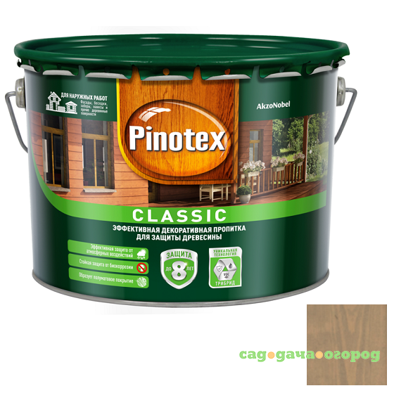 Фото Пропитка для древесины Pinotex Classic Дуб 9 л