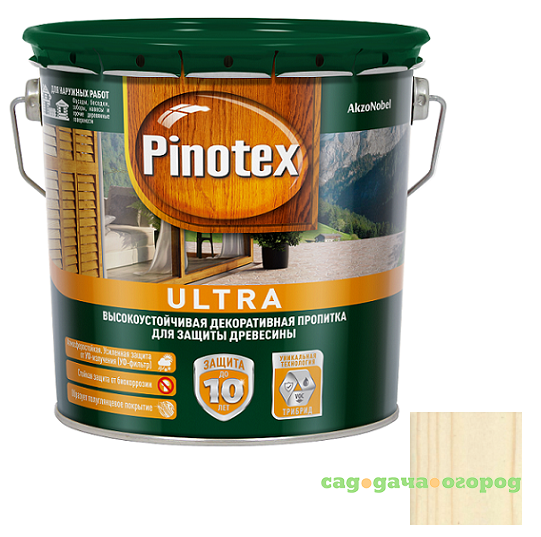 Фото Пропитка для древесины Pinotex Ultra белая 2,7 л