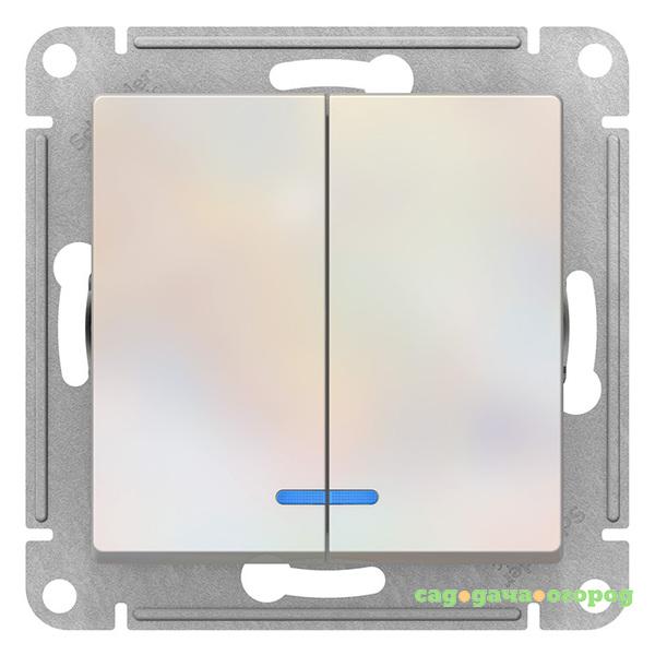 Фото Механизм выключателя Schneider Electric AtlasDesign ATN000453 двухклавишный с индикатором жемчуг