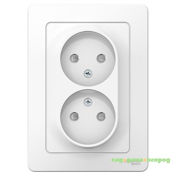 Фото Розетка Schneider Electric Blanca BLNRS000121 двухместная с защитными шторками белая