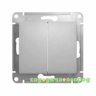 Фото Выключатель Schneider Electric Glossa GSL000351 двухклавишный алюминий