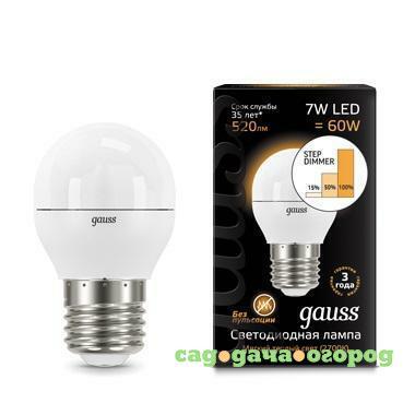 Фото Лампа светодиодная Gauss 105102107-S Globe E27 7W 2700K step dimmable