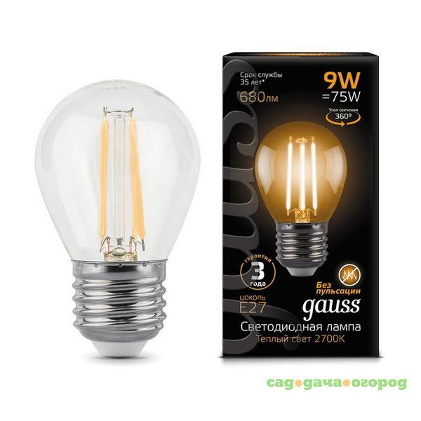 Фото Лампа светодиодная Gauss 105802109 Filament Globe E27 9W 2700K