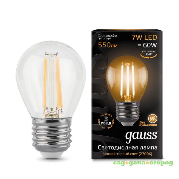 Фото Лампа светодиодная Gauss 105802107 Filament Globe E27 7W 2700K