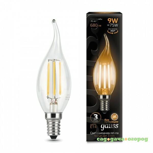 Фото Лампа светодиодная Gauss 104801109 Filament Candle tailed E14 9W 2700К