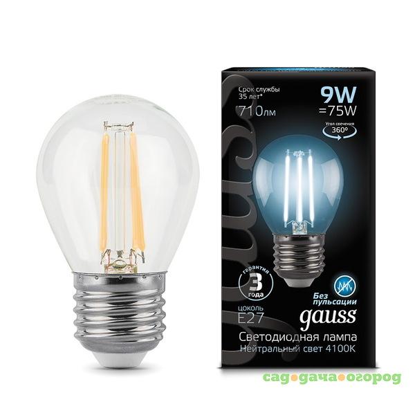 Фото Лампа светодиодная Gauss 105802209 Filament Globe E27 9W 4100K