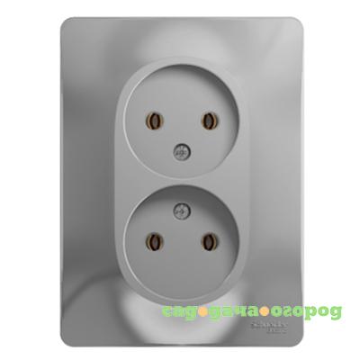 Фото Розетка Schneider Electric Glossa GSL000320 двухместная без заземления алюминий