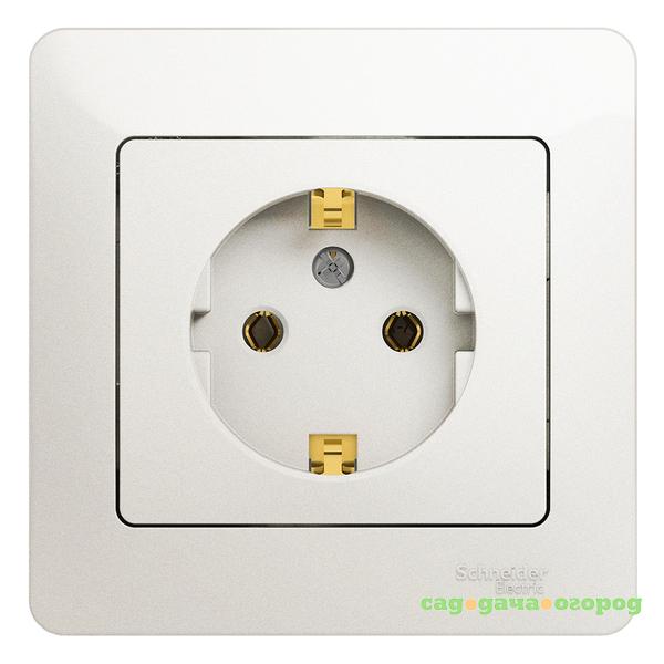 Фото Розетка Schneider Electric Glossa GSL000642 одноместная с заземлением перламутр