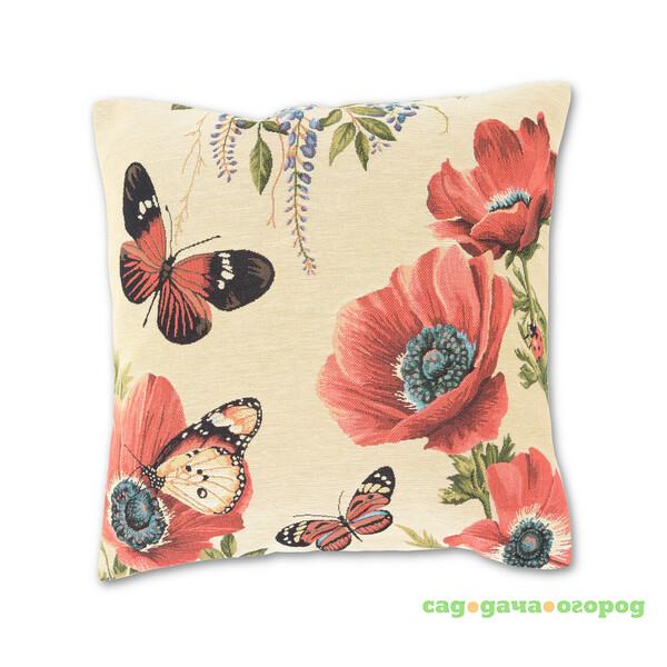 Фото Декоративная подушка Бабочки И Маки (48х48)