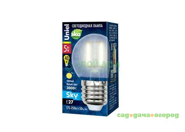 Фото Лампочка Uniel LED-G45-5W/WW/E14/FR PLS02WH