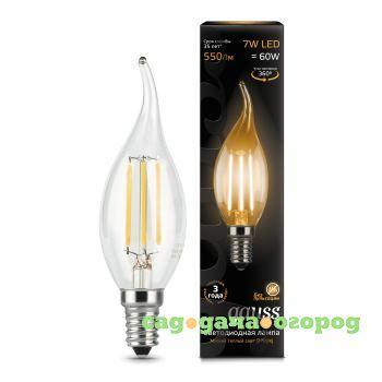 Фото Лампа gauss fil candle tail e14 7w 4100к Gauss 104801207