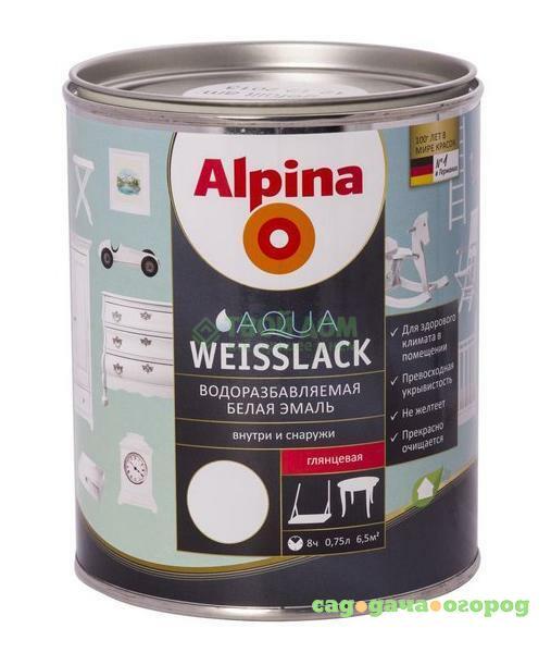 Фото Эмаль Alpina Weisslack gl ru 750 ml (537739)