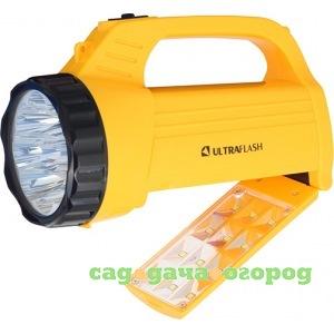 Фото Аккумуляторный фонарь ultraflash led3819csm 220в желтый, 9 led + 12 smd led, 2 режима, sla, коробка 12860