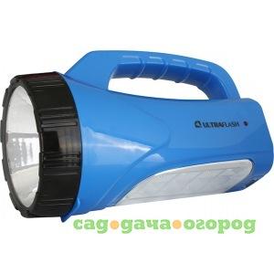 Фото Аккумуляторный фонарь ultraflash led3818sm 220в, синий, 3w led + 12 smd led, 2 режима, sla, коробка 12889